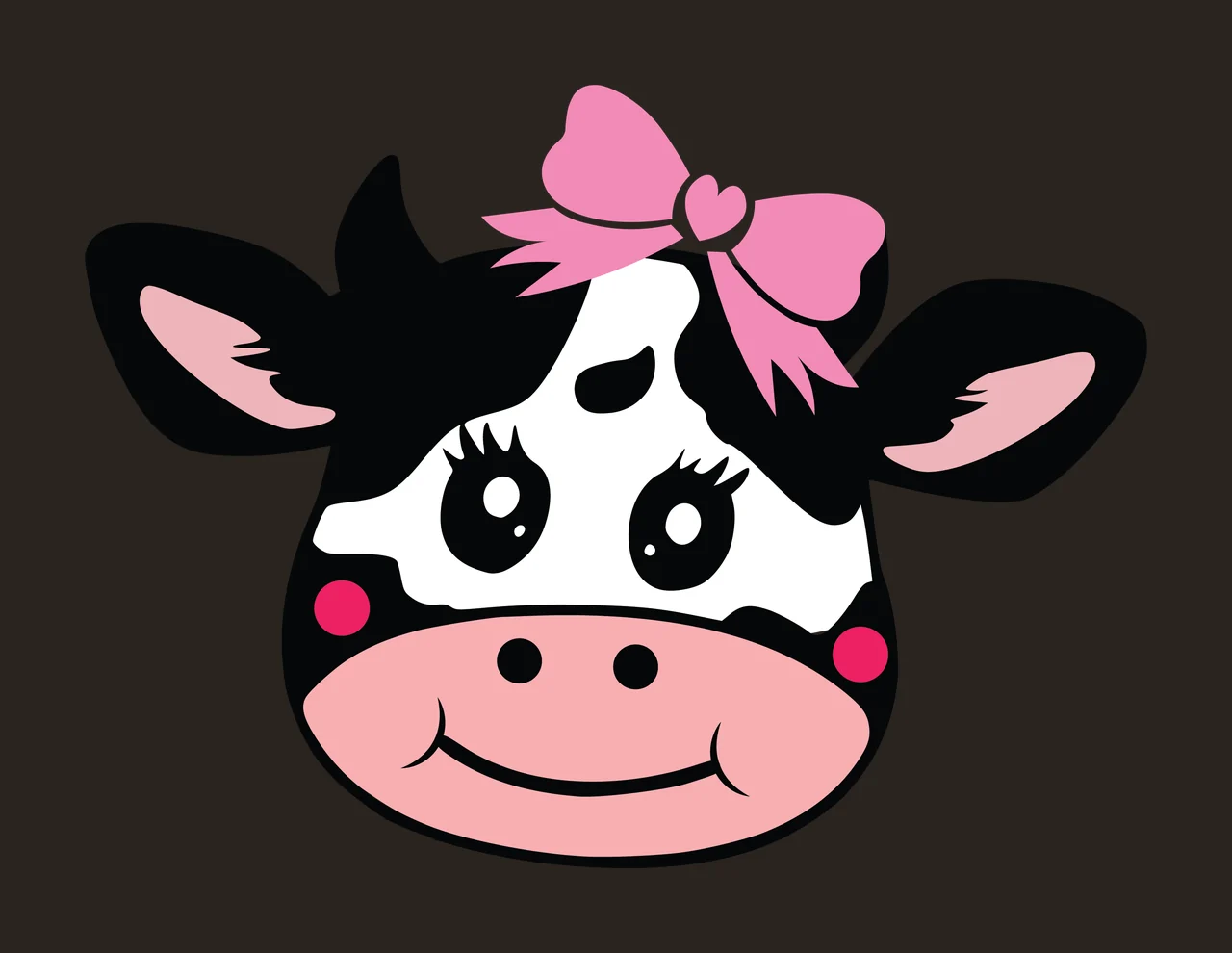 Cow Head Silhouette With Hair Bow horn black white animal contrast preview thumbnail