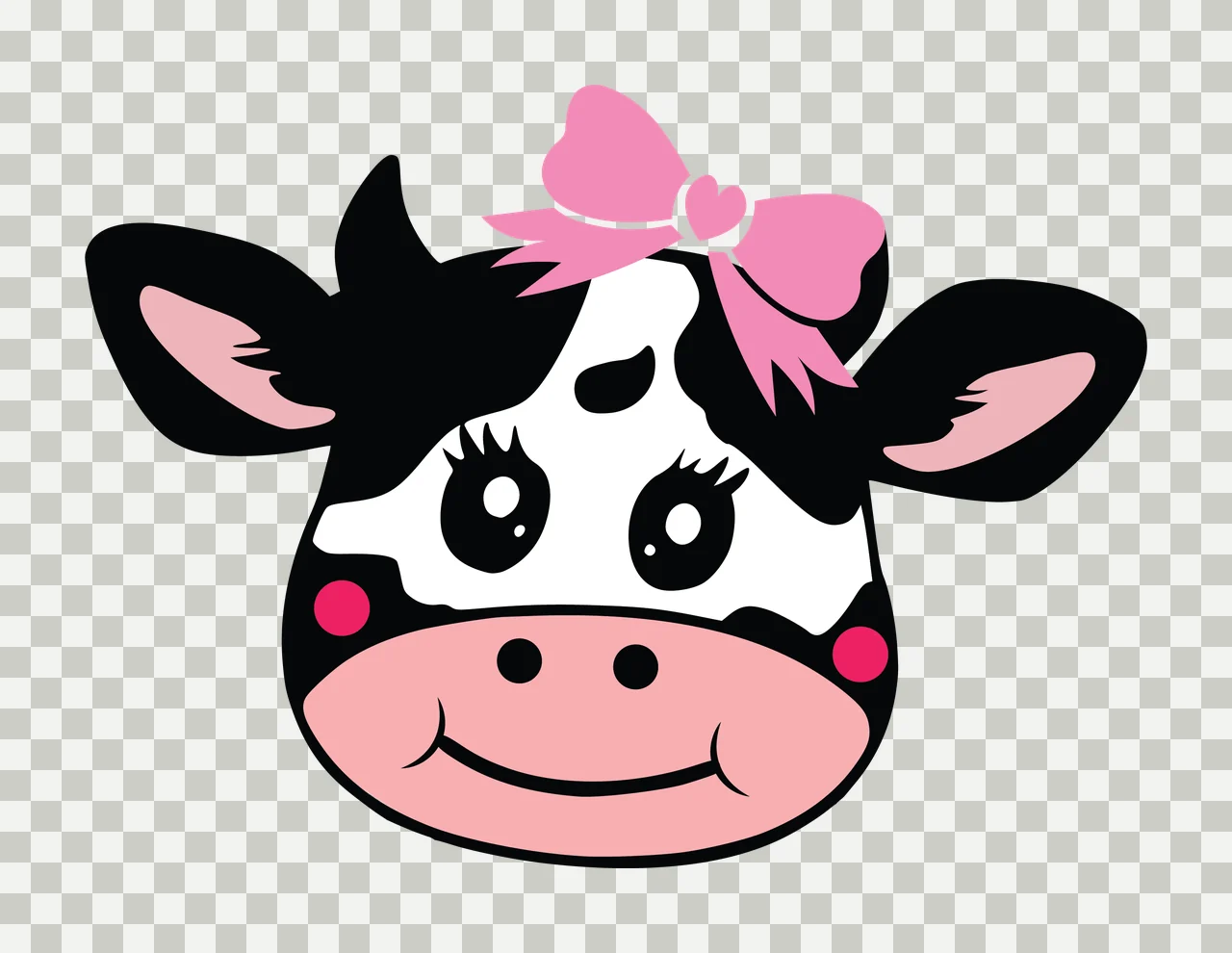 Cow Head Silhouette With Hair Bow horn black white animal transparency and detail preview thumbnail