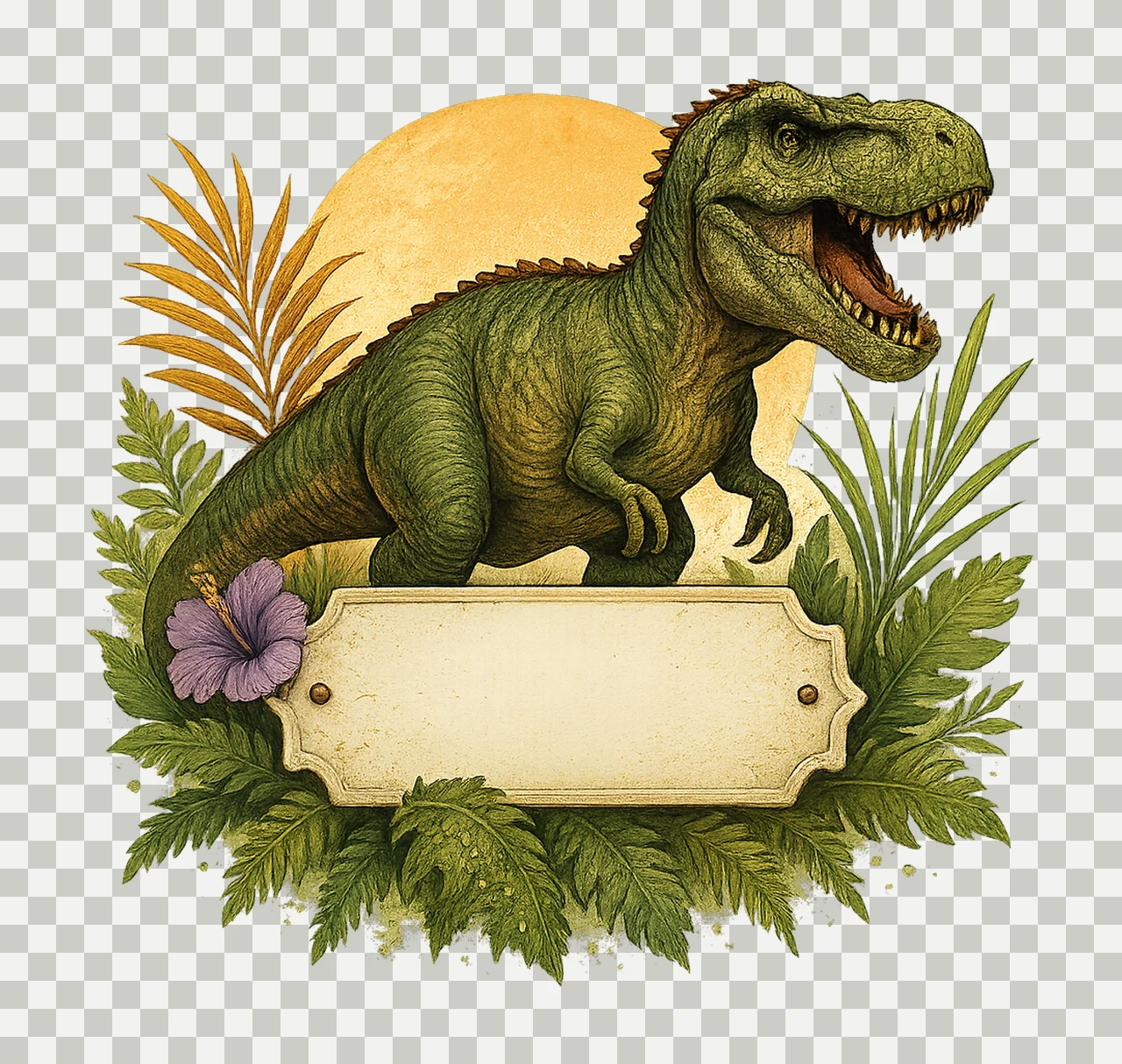Rex Dinosaur Watercolor Sublimation Jungle Dinosaur Artwork transparency and detail preview thumbnail