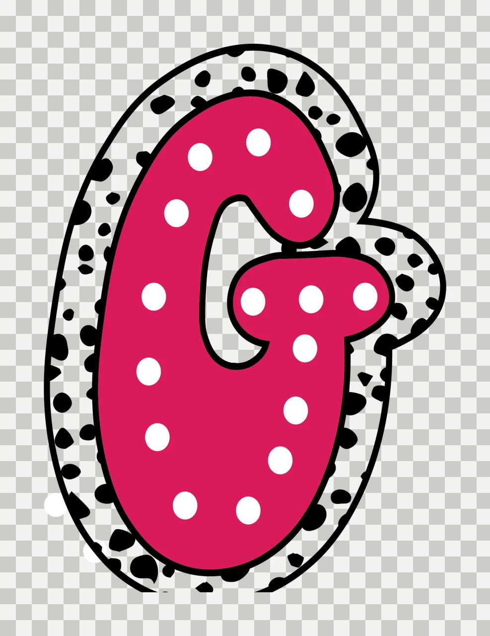 Dalmatian Dots Font Race Doodle Character 08 racing checkered flag transparency and detail preview thumbnail