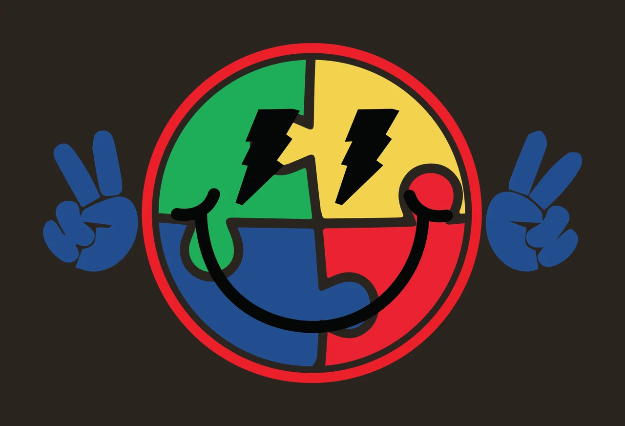 Circular Jigsaw Puzzle Piece Icon With Hand Peace gesturing contrast preview thumbnail