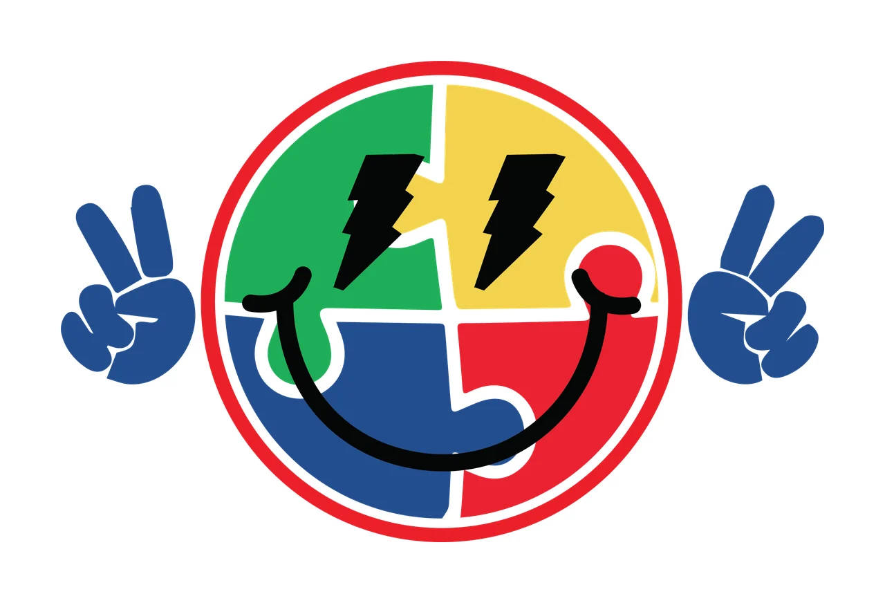 Circular Jigsaw Puzzle Piece Icon With Hand Peace gesturing