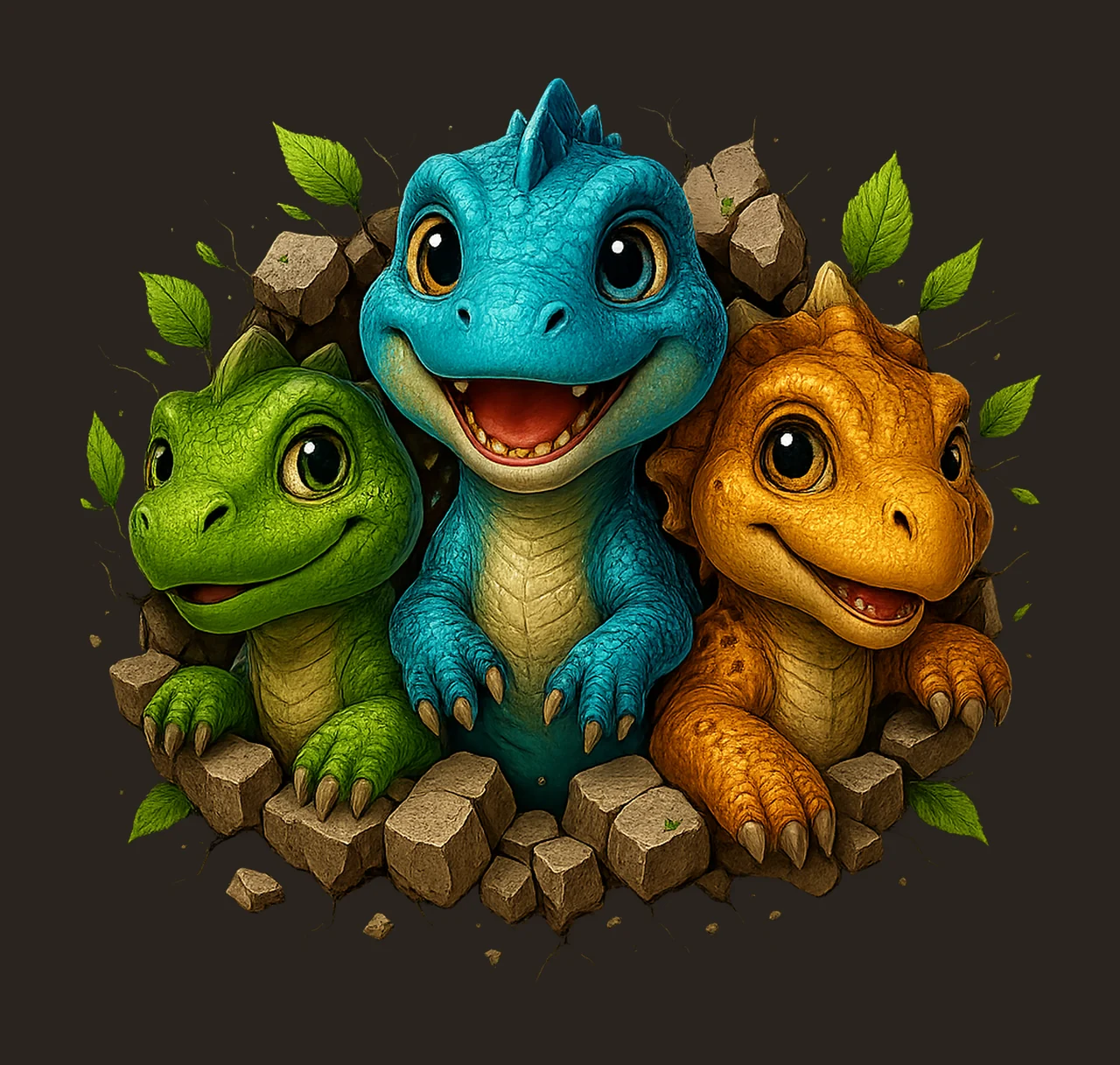 3D Dinosaur Cute Sublimation Design Cracked Hole Rex Kids contrast preview thumbnail