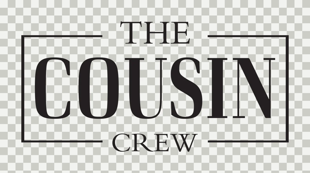 The Cousin Crew Text Graphic framing rectangle border minimalist transparency and detail preview thumbnail