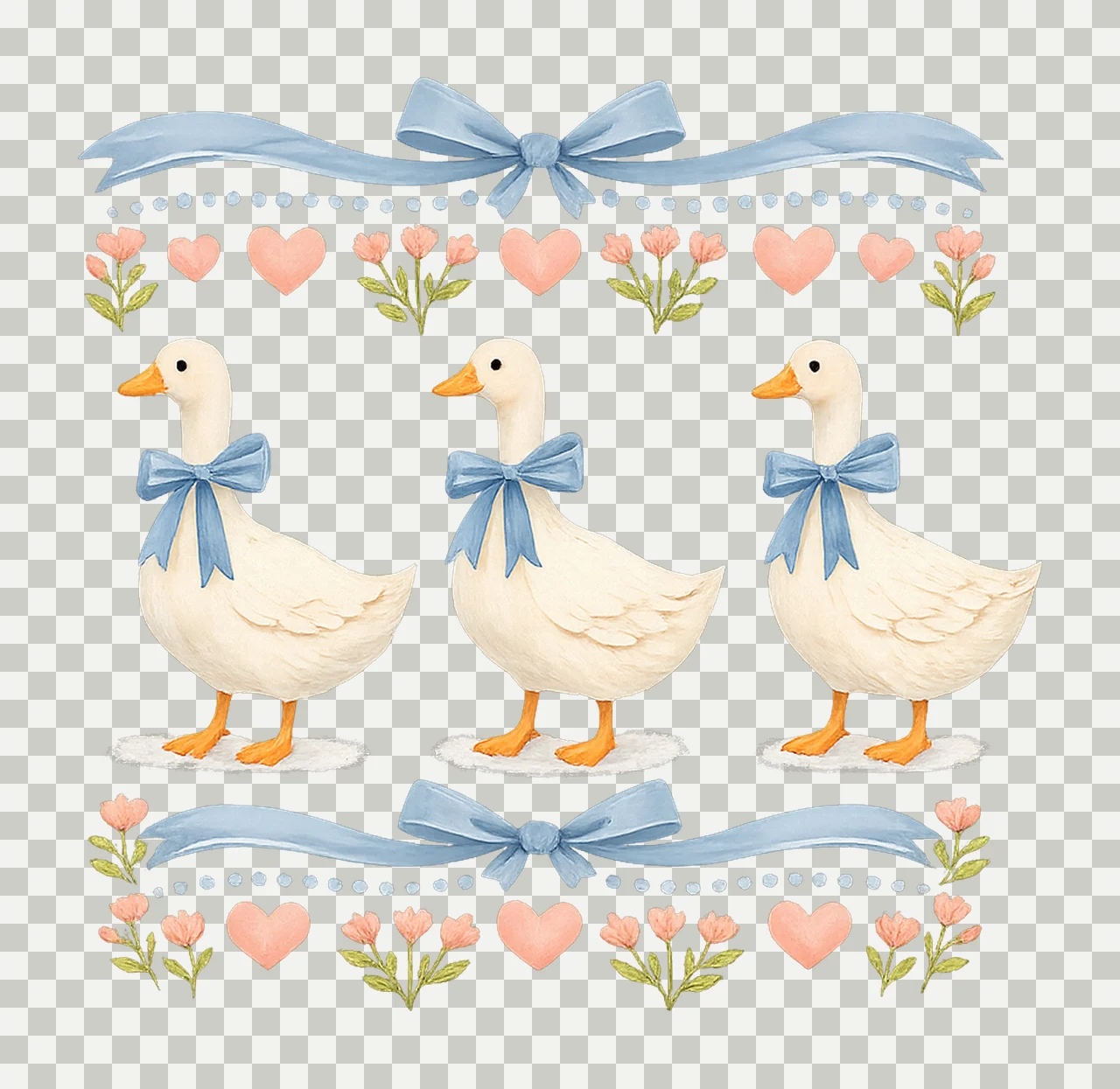 Vintage blue ribbon goose retro sublimation design 1980s transparency and detail preview thumbnail