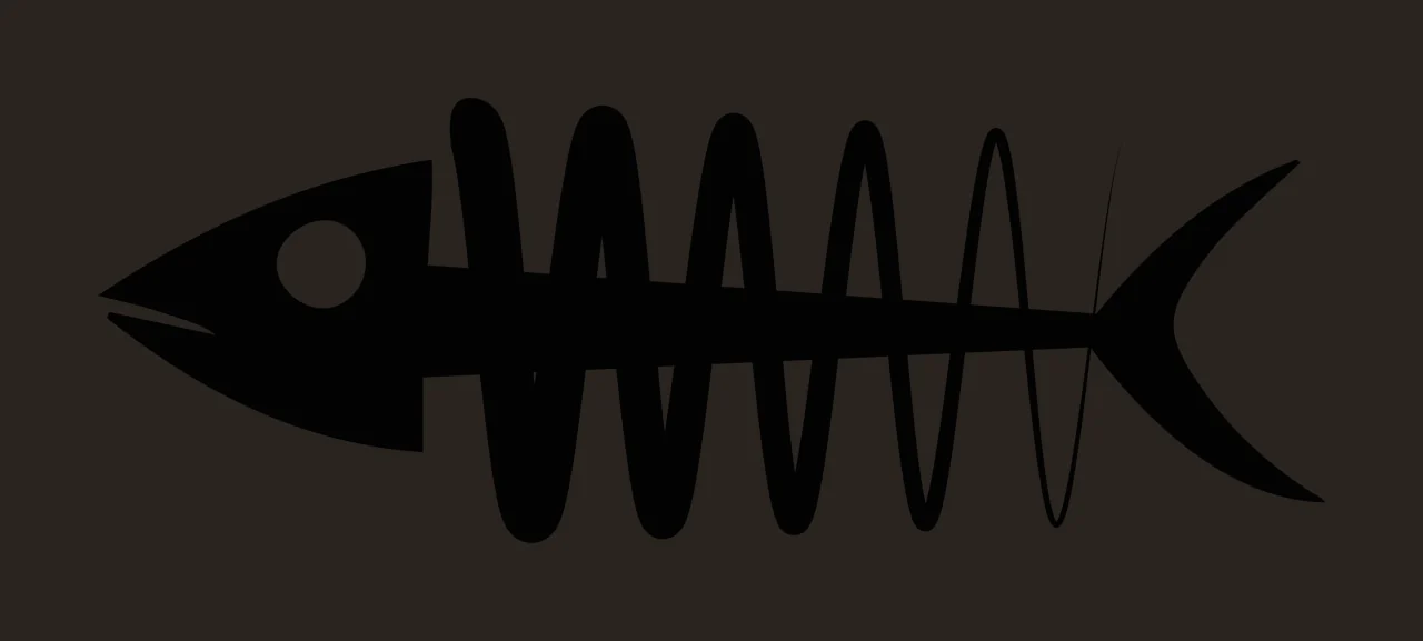 Fish Skeleton Spiral Rib Cage Graphic spiraling spine eye socket contrast preview thumbnail