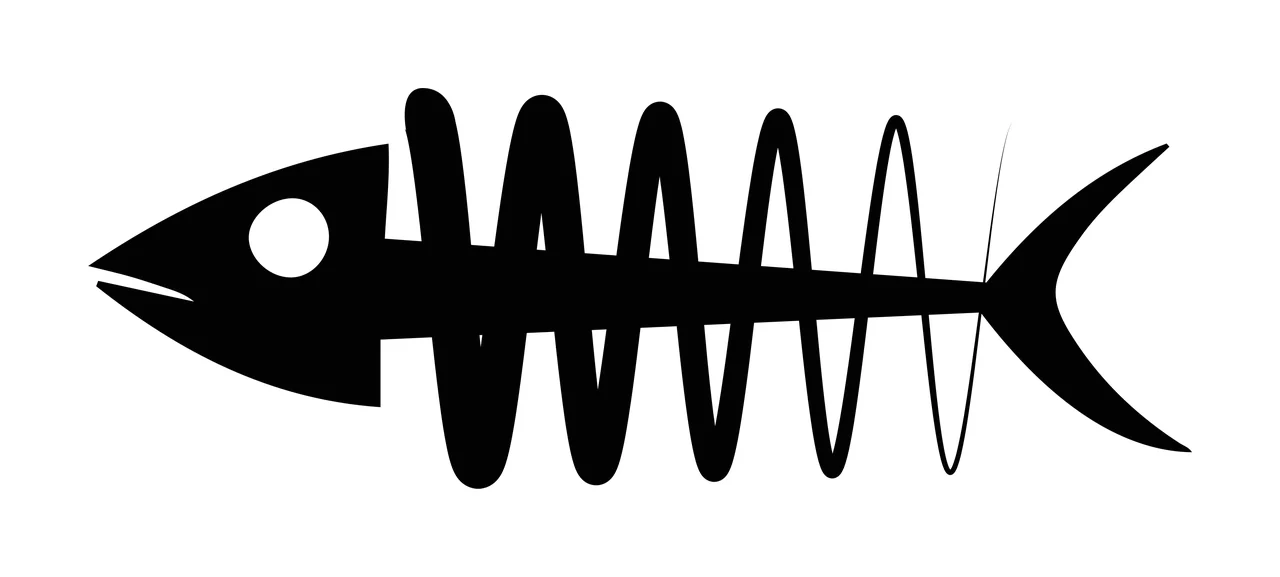 Fish Skeleton Spiral Rib Cage Graphic spiraling spine eye socket