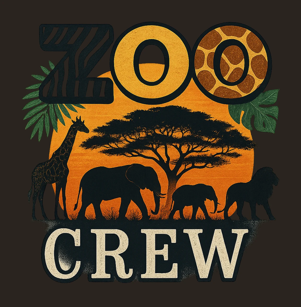 Zoo Crew Safari Animals Sublimation Design Hand Drawn Animal contrast preview thumbnail