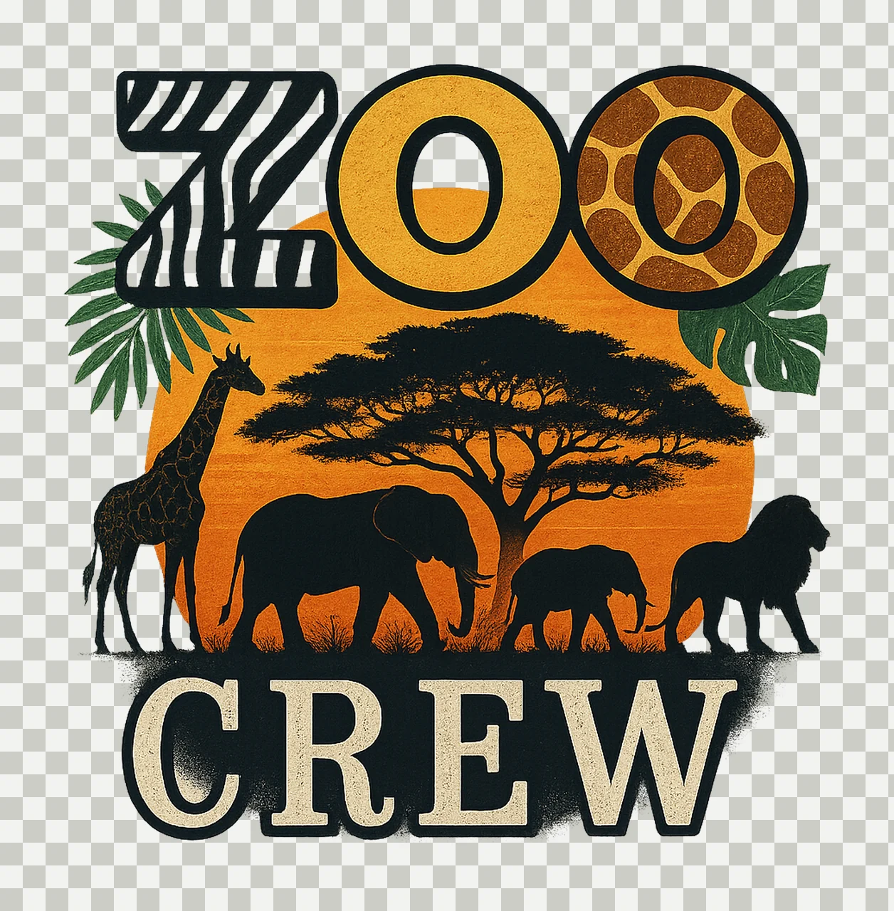 Zoo Crew Safari Animals Sublimation Design Hand Drawn Animal transparency and detail preview thumbnail