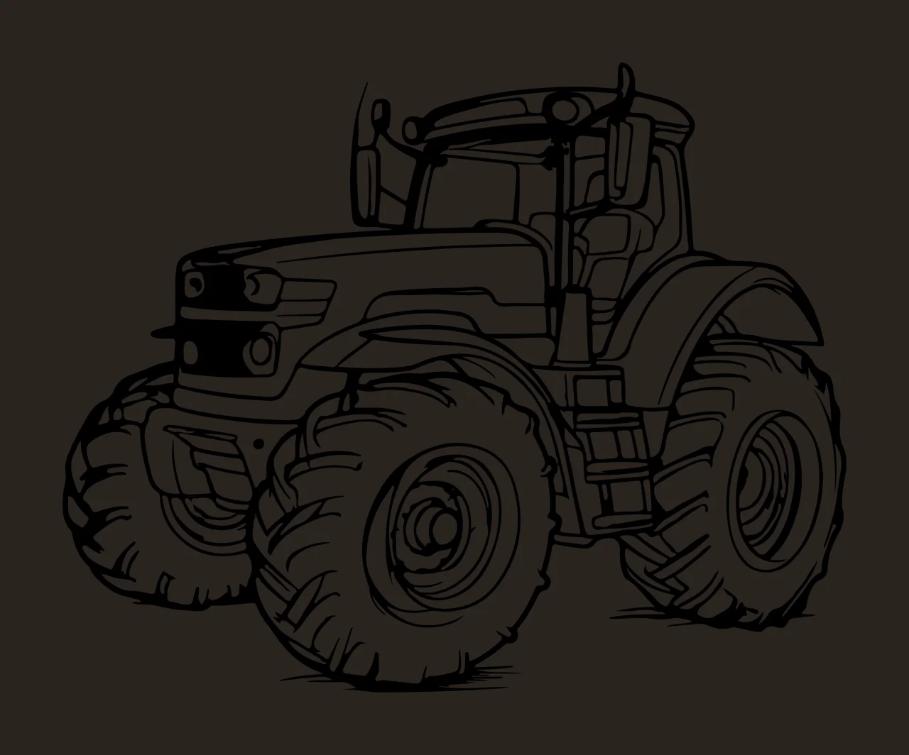 Detailed Farm Tractor Front Angled View stationary tires cab contrast preview thumbnail