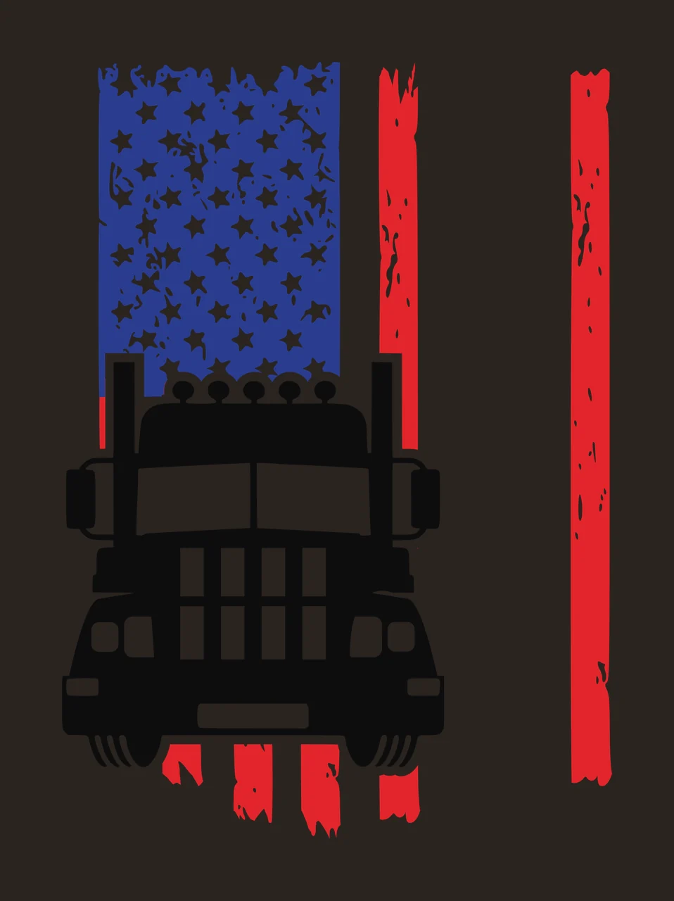 Truck Front View Of Silhouette Over Vertical Distressed flag contrast preview thumbnail