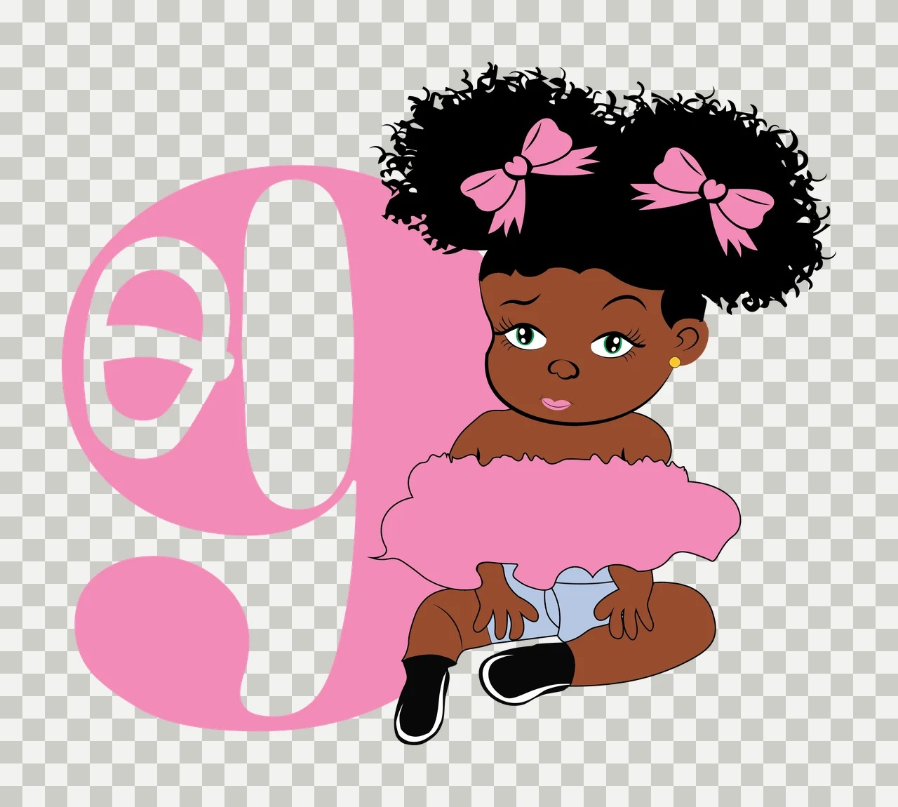 Black 9 Silhouette Of A Curly Haired Figure number nine standing transparency and detail preview thumbnail