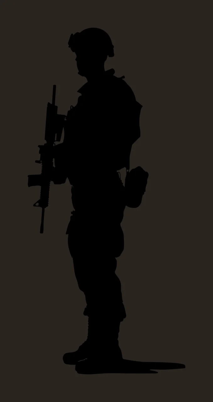 Standing Soldier Silhouette With Rifle helmet black person contrast preview thumbnail