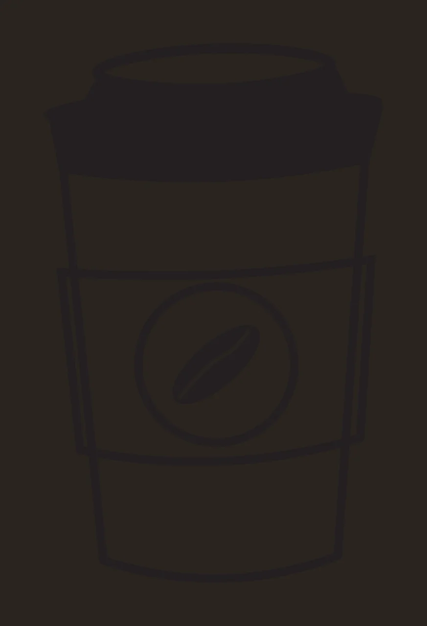 Line Art Illustration of To-go coffee cup with lid and sleeve with black coffee cup and black coffee bean inside circle in white contrast preview thumbnail