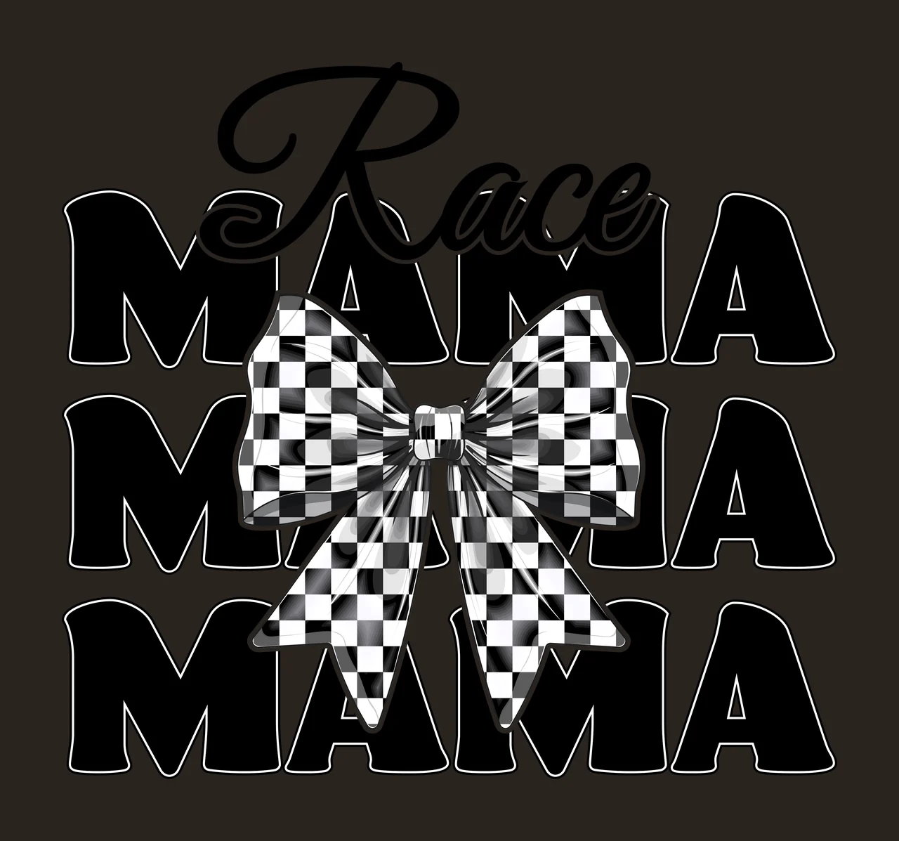Race Mama Bow Text With Large Central Framing Typography Black contrast preview thumbnail