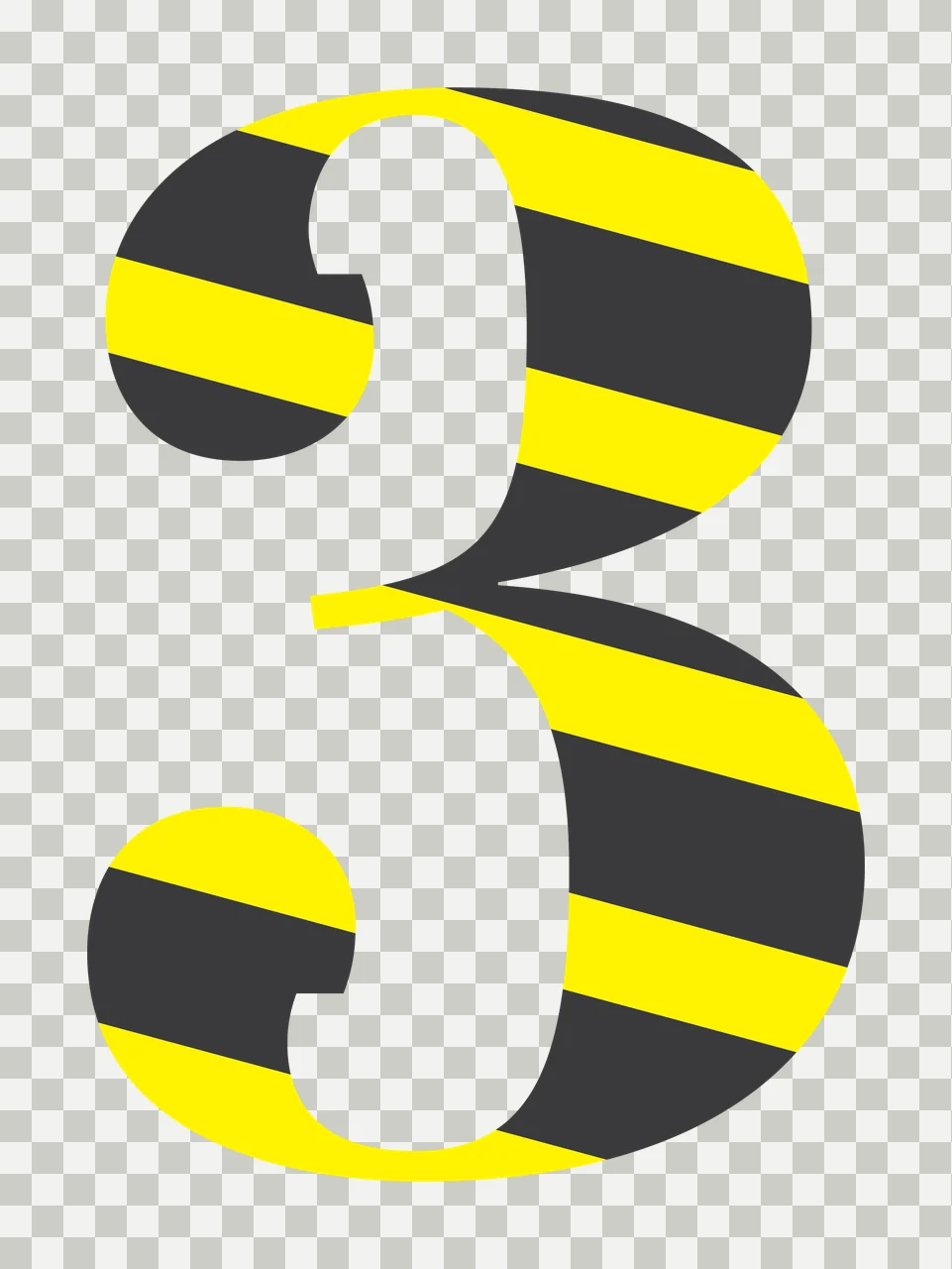 Number 3 Large Black Three isolating minimalist white typography transparency and detail preview thumbnail