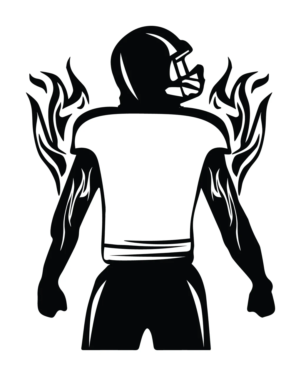 Football Player Standing With Rear View And Monochrome