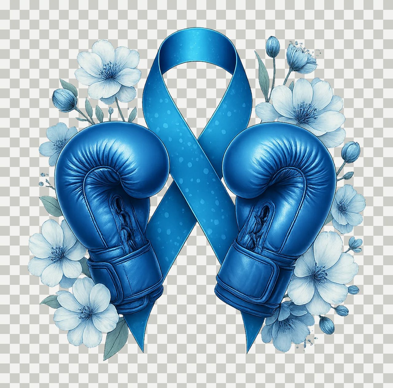 FightStrong Blue ribbon with boxing gloves sublimation transparency and detail preview thumbnail