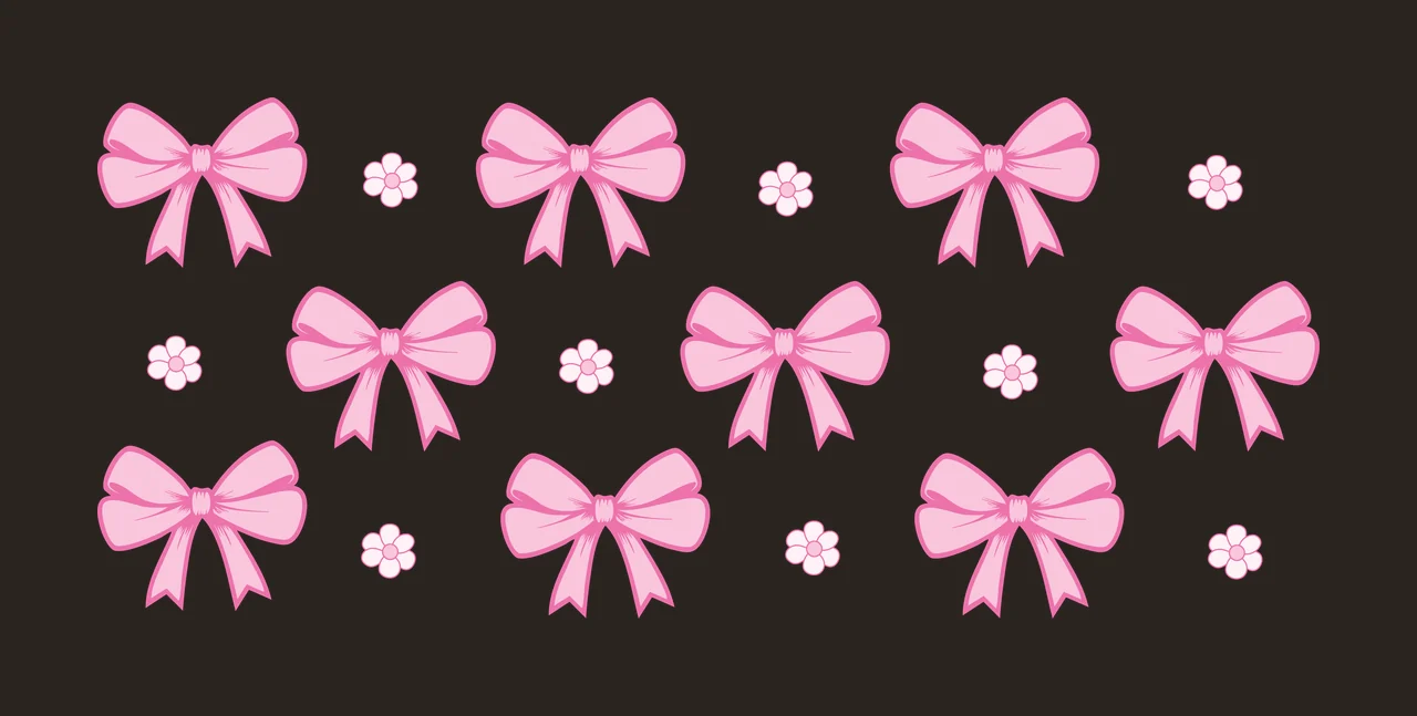 Can Glass Wrap Black Bows And Flowers Pattern repeat bow flower contrast preview thumbnail