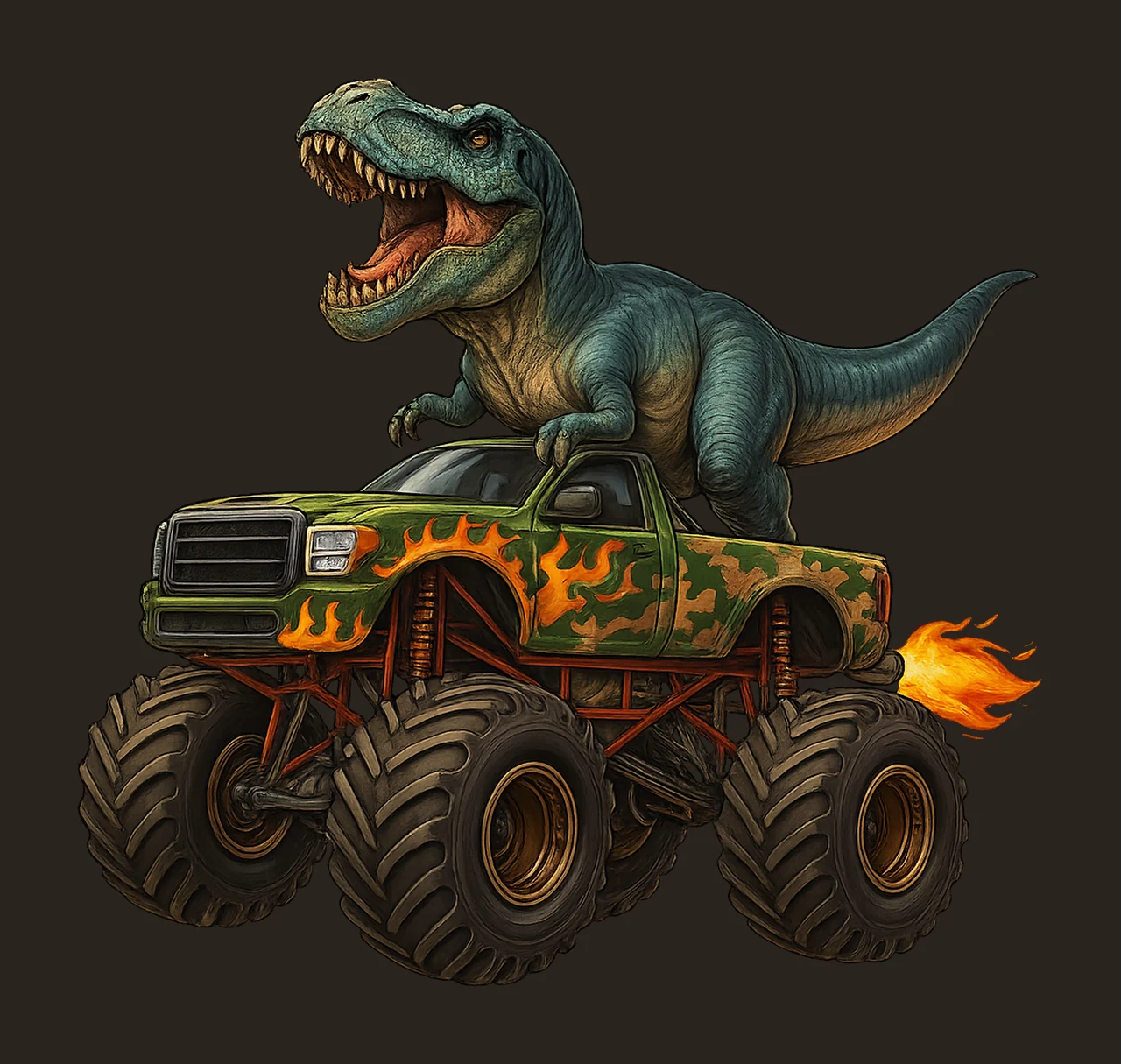 Monster Truck And Rex Dinosaur Kids Sublimation Design contrast preview thumbnail