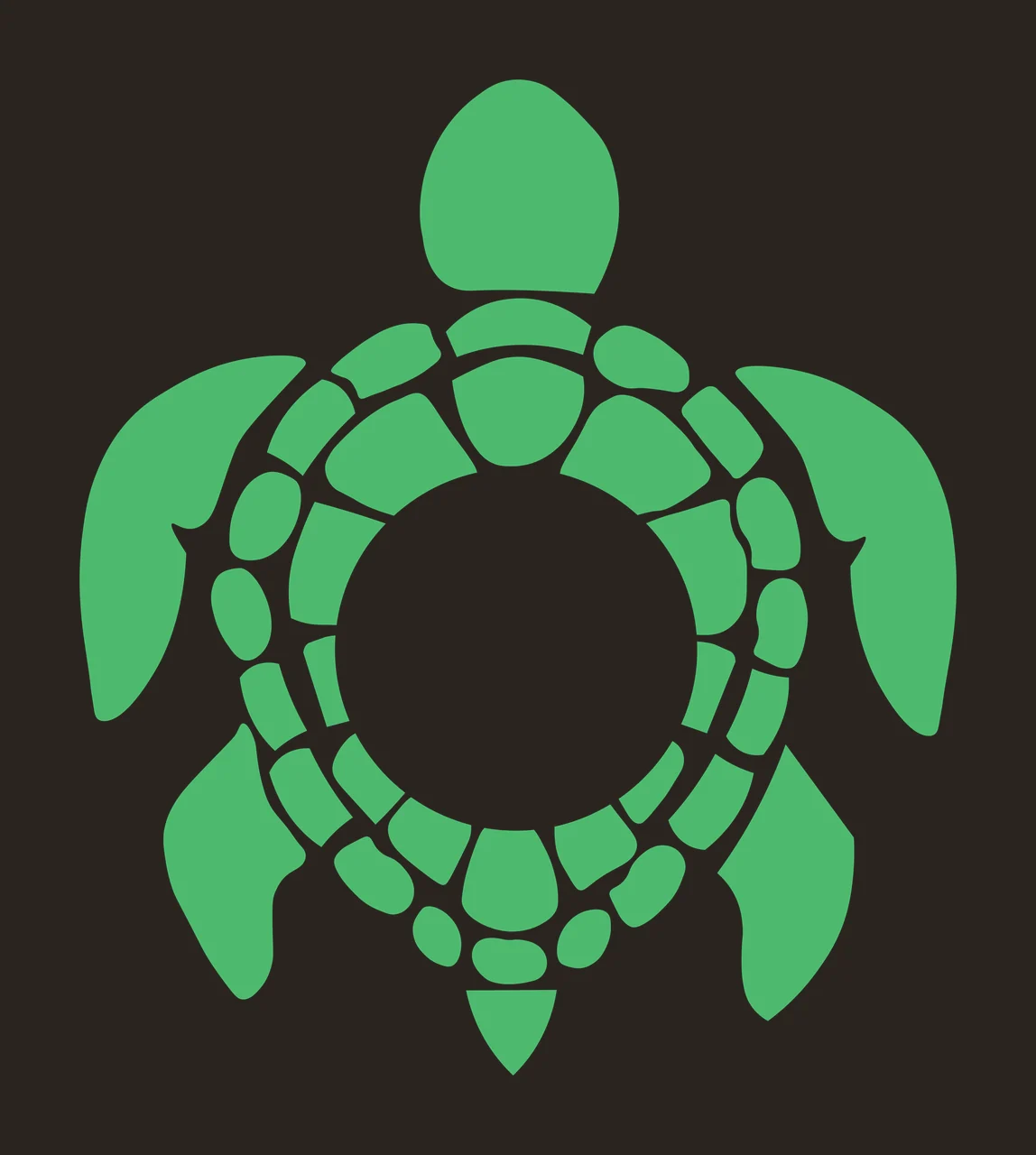 Sea turtle monogram frame with sea turtle silhouette, circular cutout frame, turtle shell pattern and flippers in green and white contrast preview thumbnail