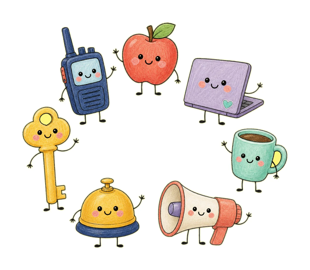 Principal School Employee Doodle Characters Cute Variation D