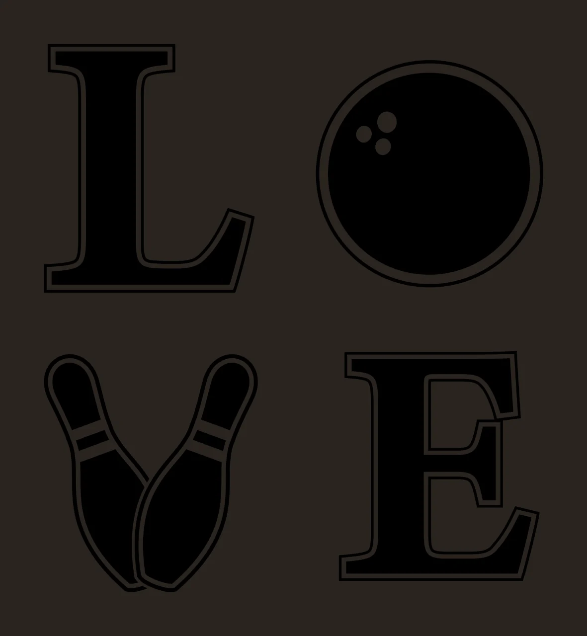 Bowling Love Themed Word Art With Ball Forming letters L O V E contrast preview thumbnail