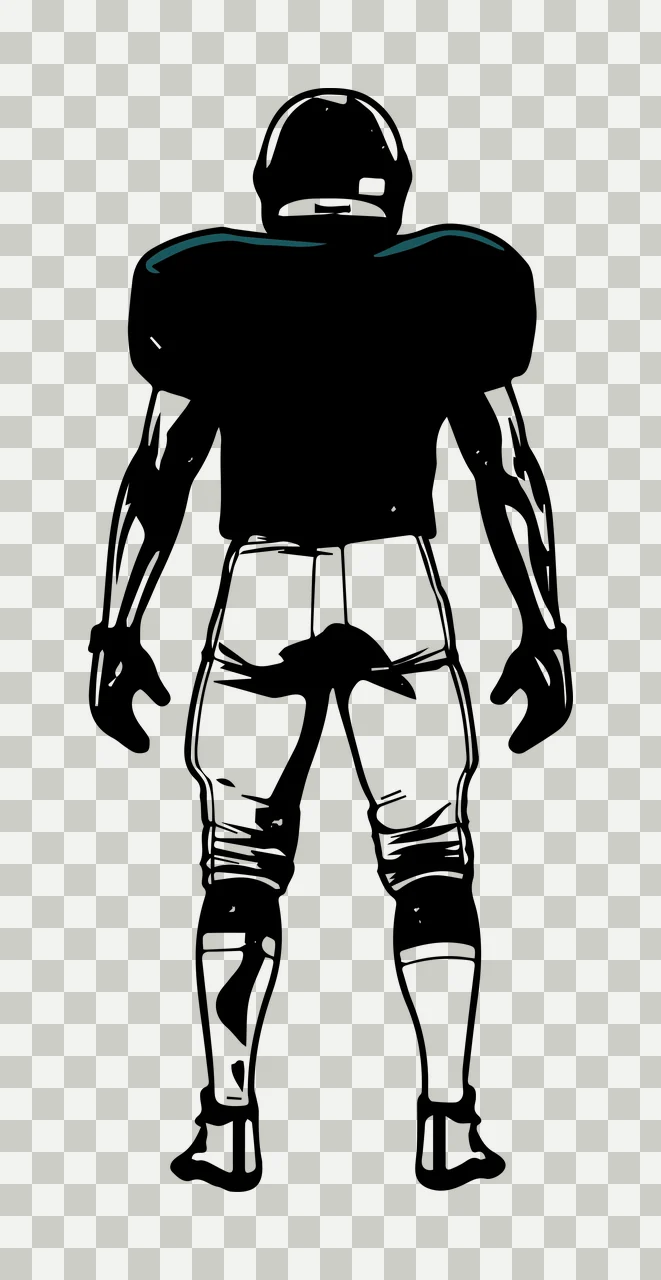 American Football Player Standing Rear View helmet jersey pants transparency and detail preview thumbnail