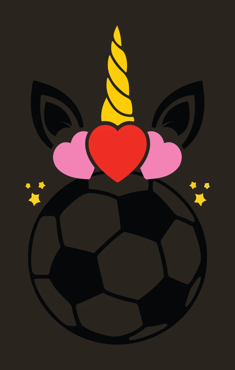 Soccer Unicorn Ball With A Horn And Heart ears hearts stars contrast preview thumbnail