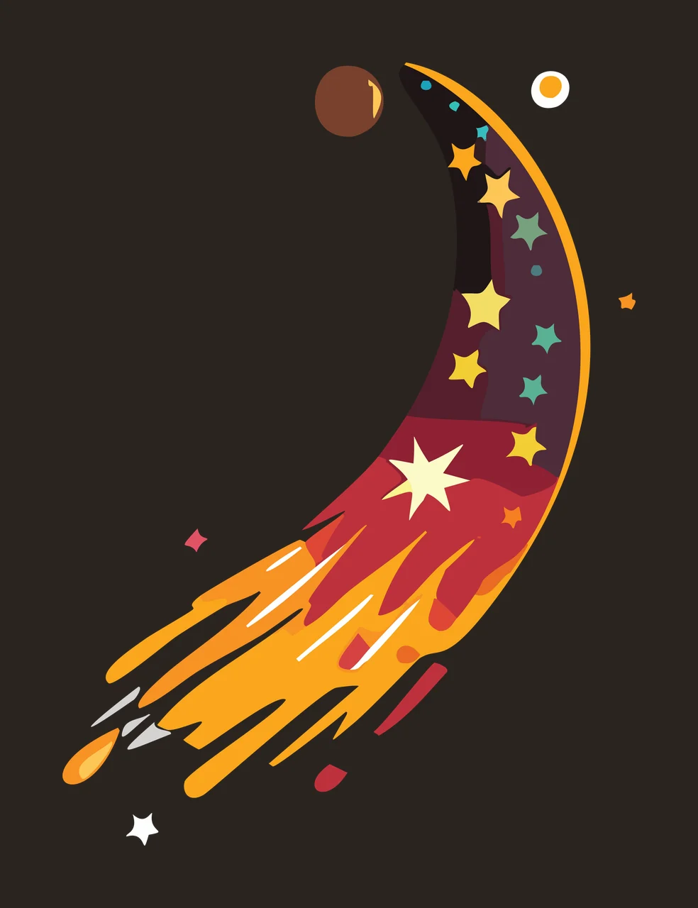 Space Crescent Moon With Stars Design falling circles minimalist contrast preview thumbnail