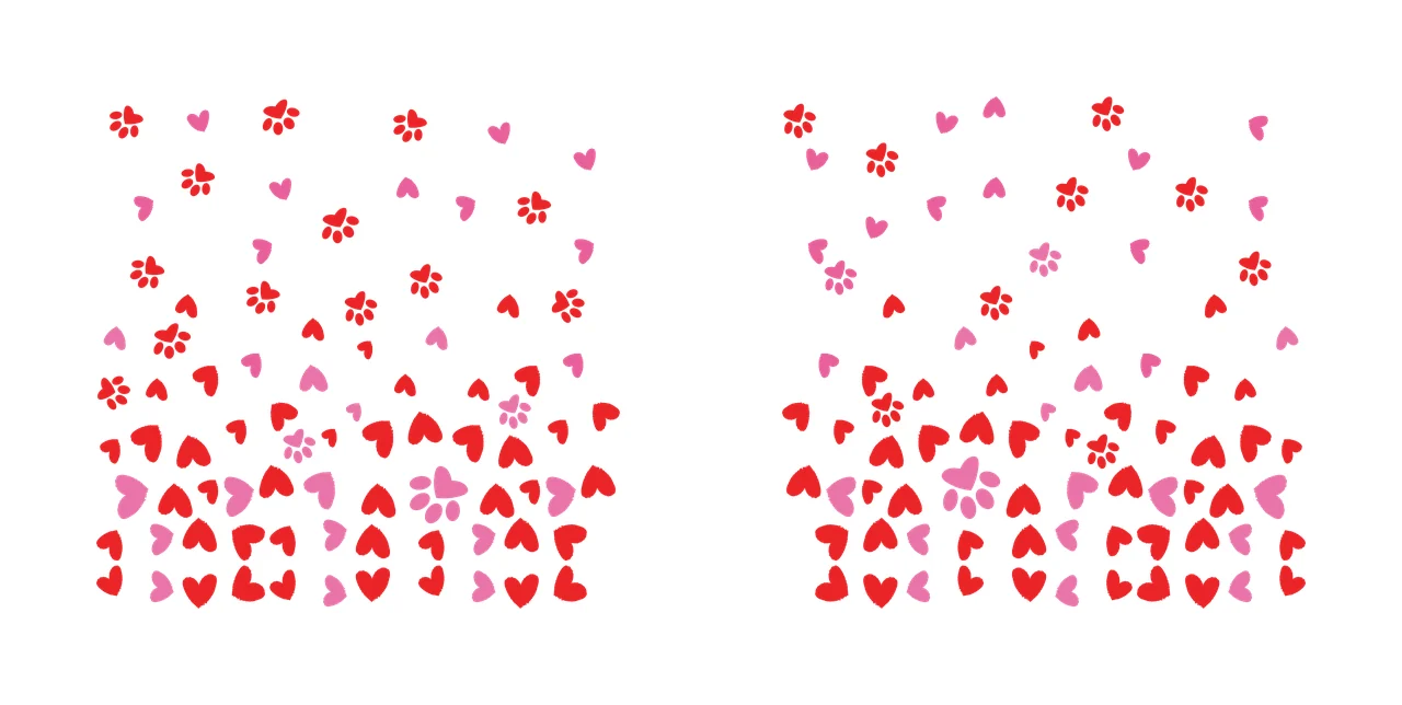Paw Can Glass Wrap Prints And Hearts Vertical black white heart