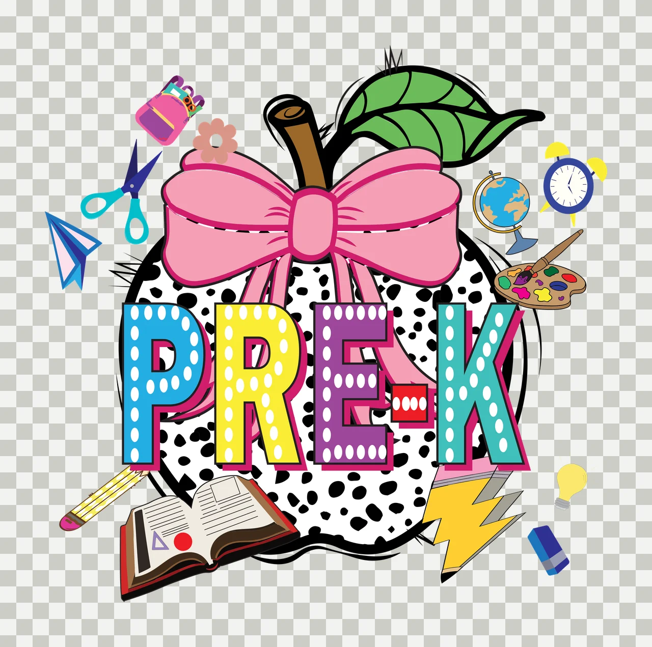 Apple Black Silhouette Outline With Objects leaf book scissors transparency and detail preview thumbnail
