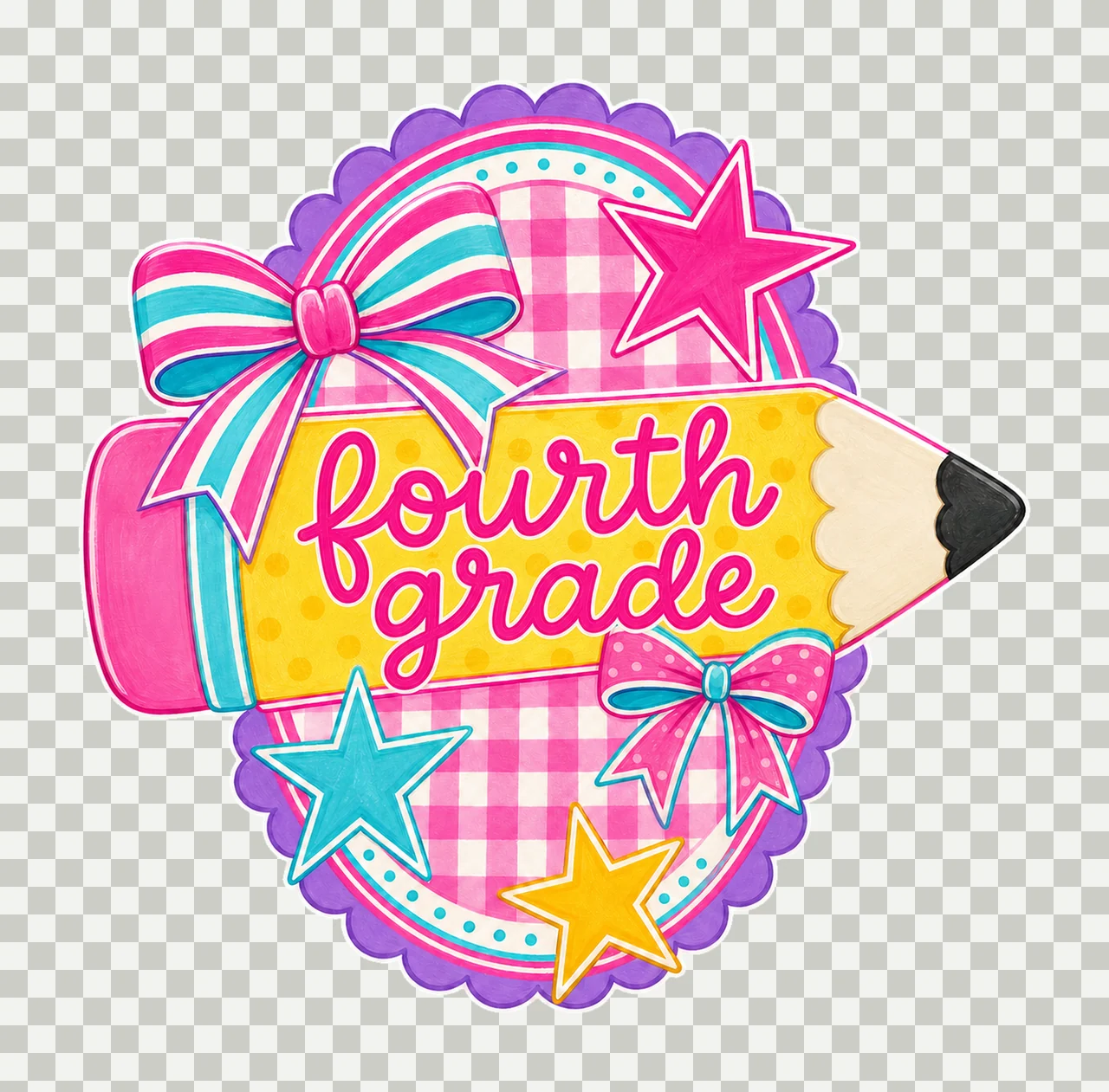 pencil pennant 06 fourth grade sublimation instant shirt transparency and detail preview thumbnail