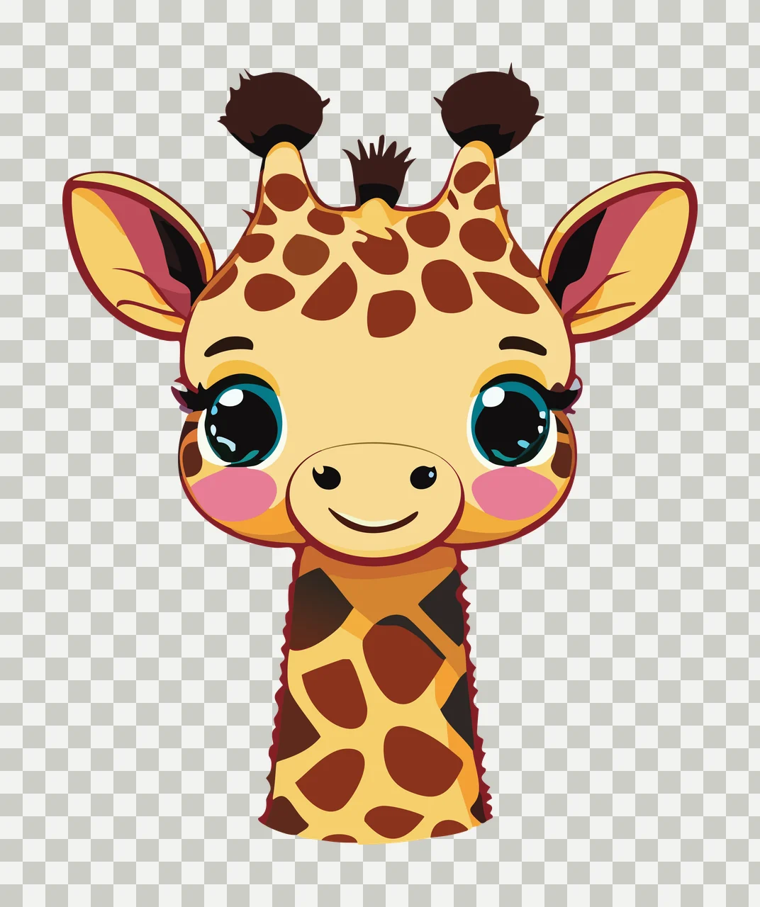 Animal Giraffe Head Silhouette With Patches ears horns black transparency and detail preview thumbnail