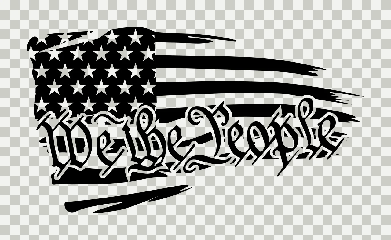 We The People Flag Grunge Design stripes stars black white transparency and detail preview thumbnail