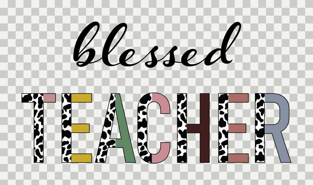 Blessed Teacher Black Text Reading In Two Different displaying transparency and detail preview thumbnail