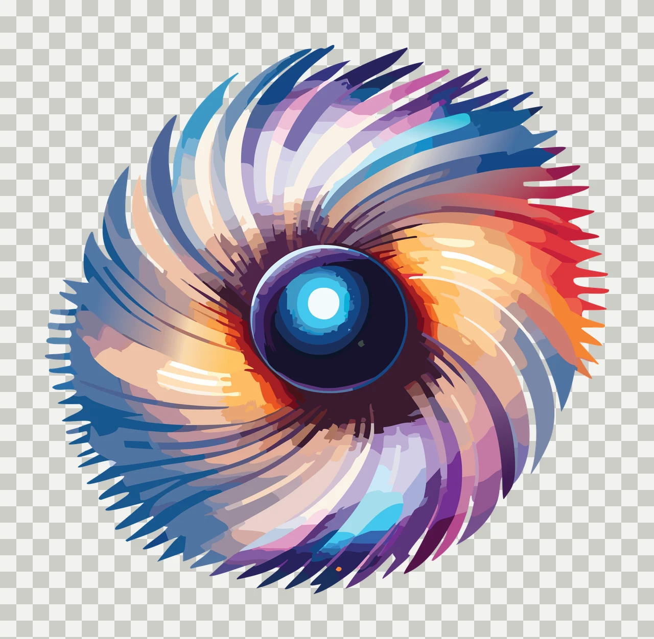 Abstract Swirling Fan Circular Graphic shape lines circle black transparency and detail preview thumbnail