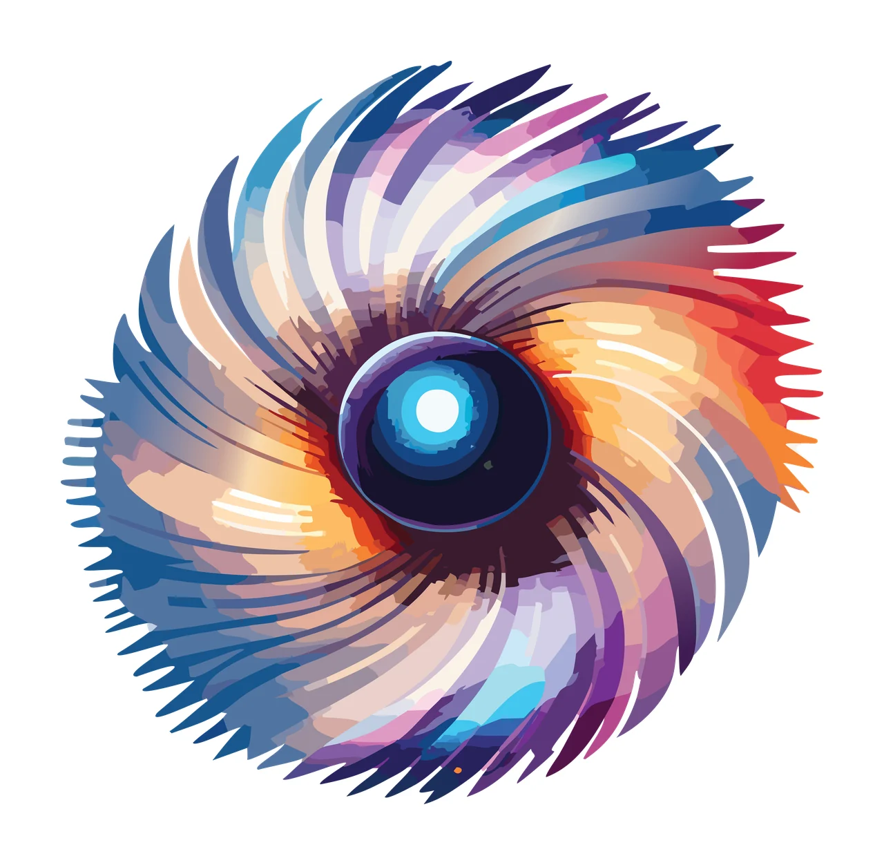 Abstract Swirling Fan Circular Graphic shape lines circle black