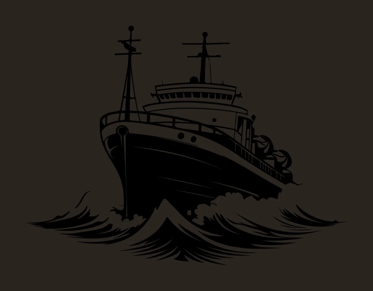 Ship Cruising Through Ocean Waves moving masts high contrast graphic contrast preview thumbnail