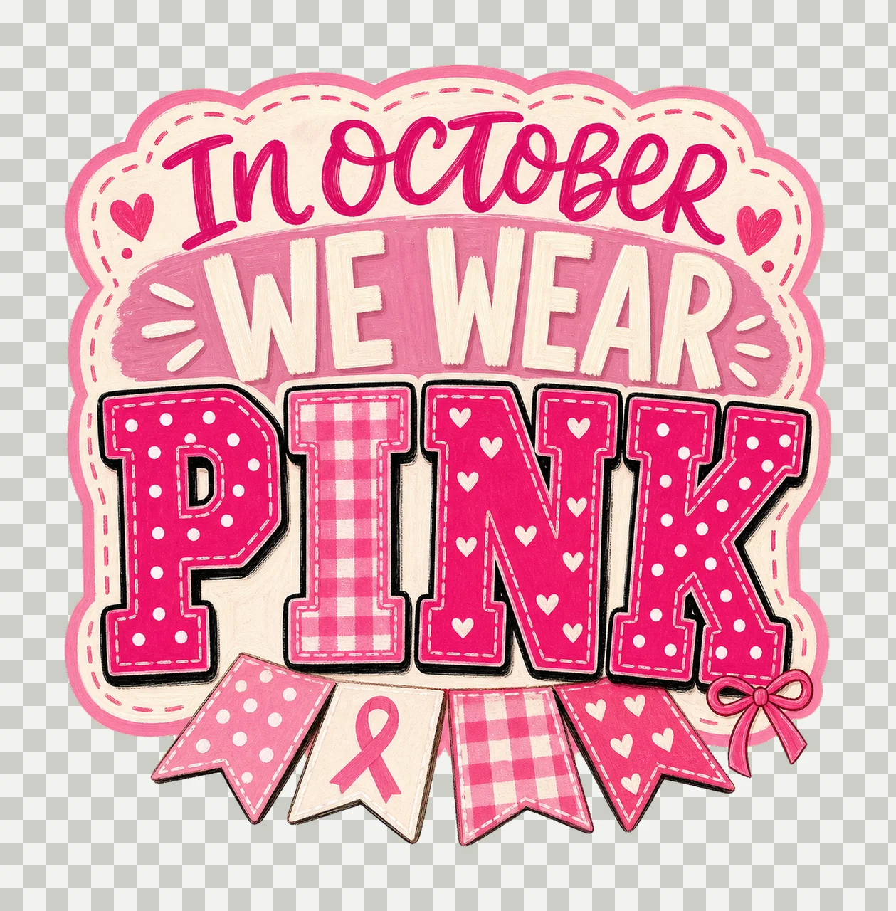 In October We Wear Pink Breast Cancer Awareness Variation A transparency and detail preview thumbnail