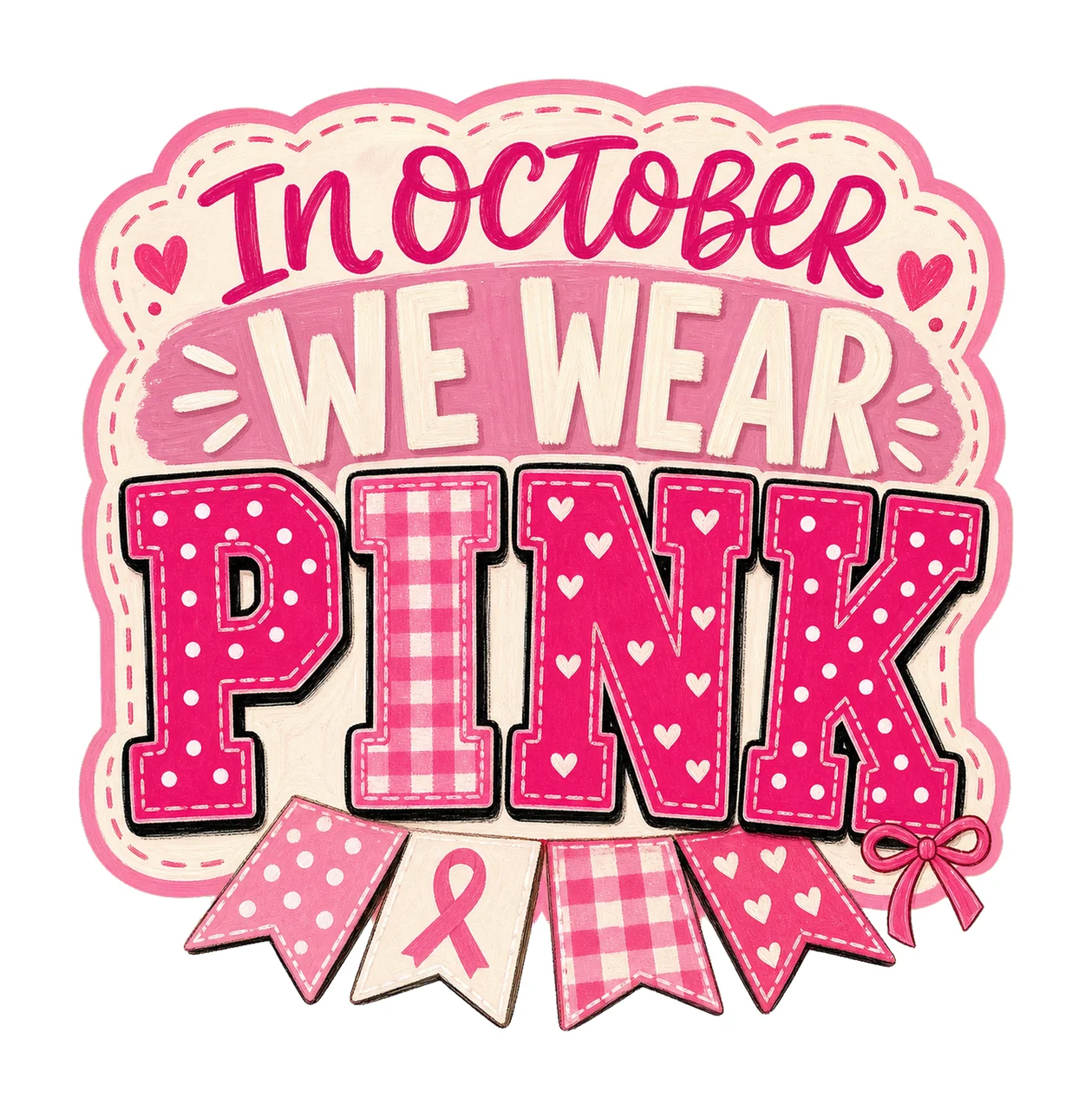 In October We Wear Pink Breast Cancer Awareness Variation A