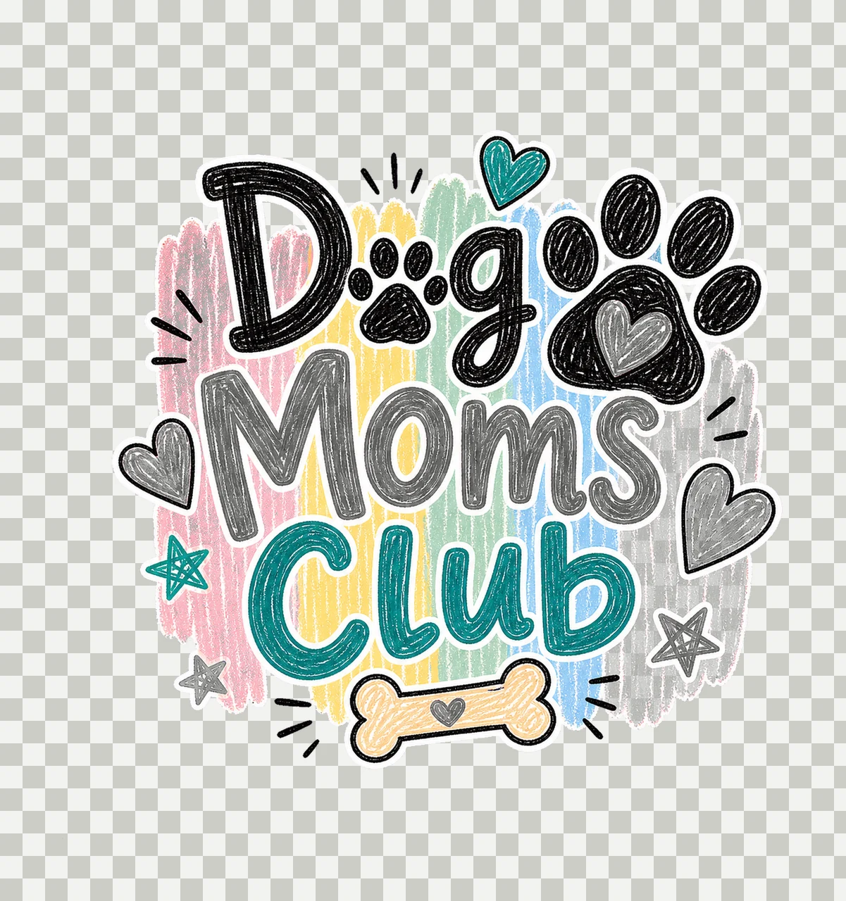 Dog Moms Club Doodle sublimation instant shirt Variation A transparency and detail preview thumbnail