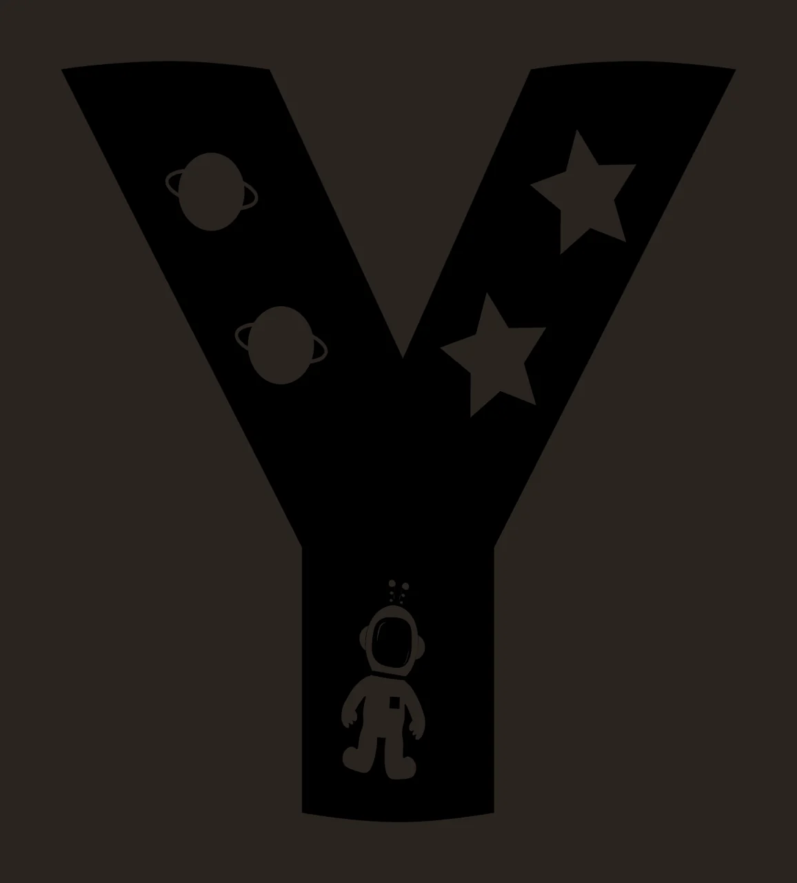 Space Y Letter With Astronaut And Planets contrast preview thumbnail