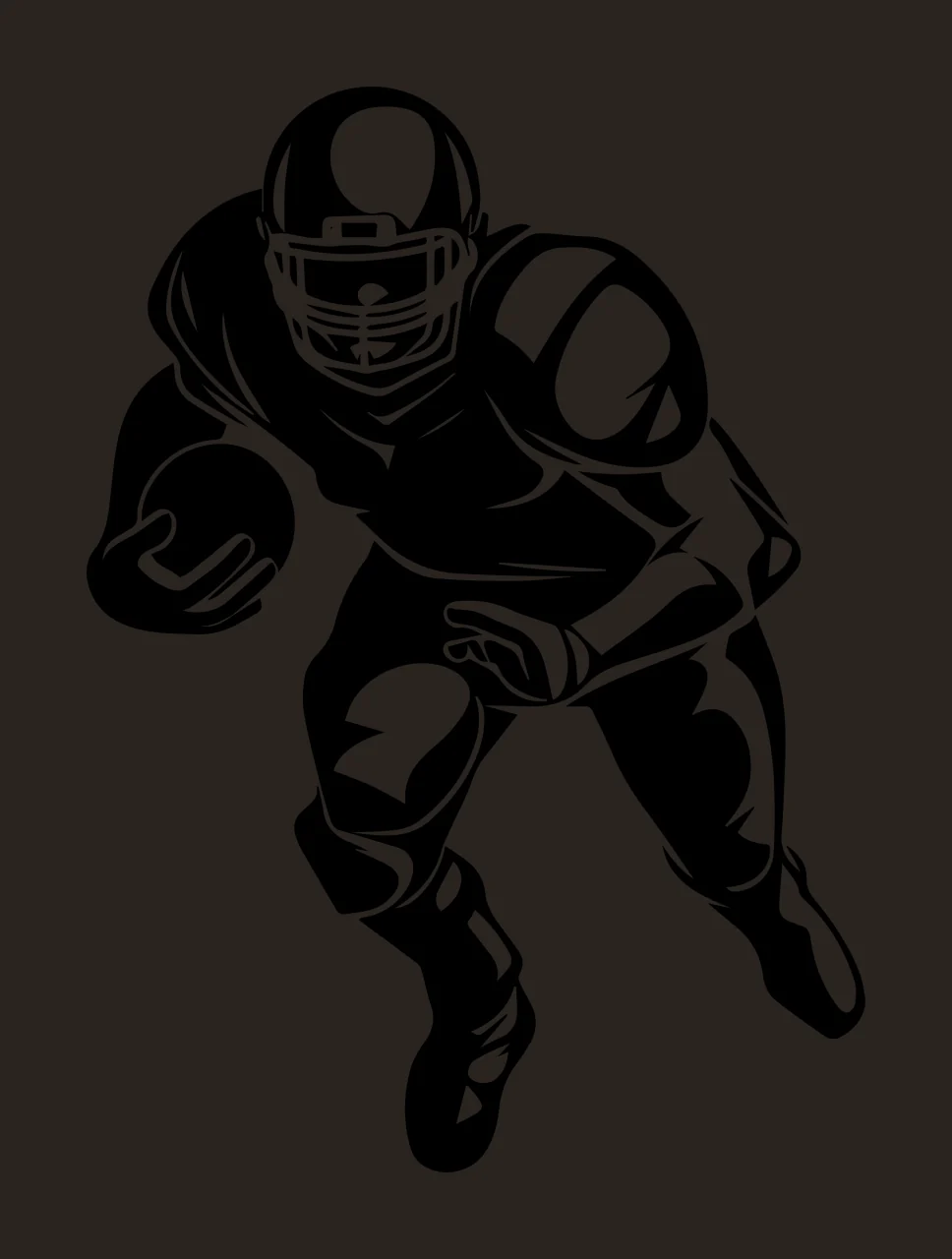 Football Player Running With The Ball helmet pads black white contrast preview thumbnail