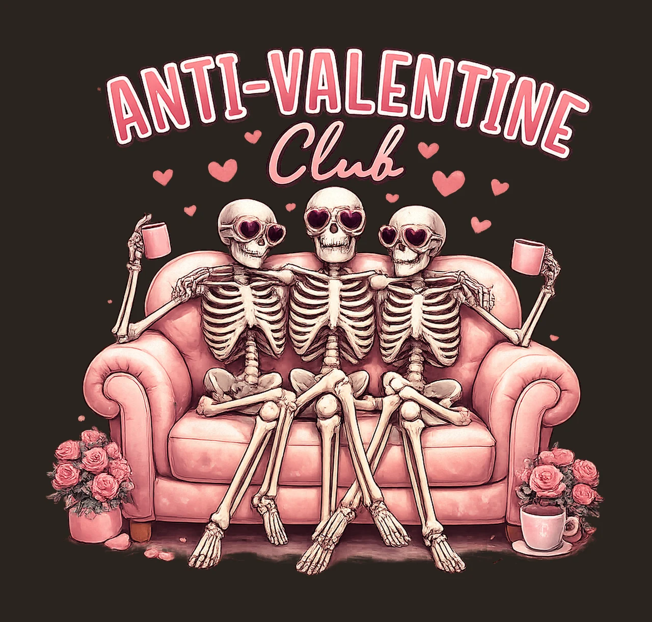Anti Valentine Club Funny Valentines Day Design Single Girls contrast preview thumbnail