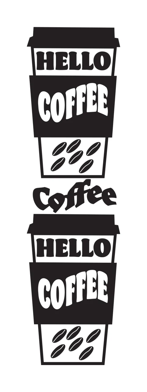 Hello Coffee Cups With Beans cup black drink caffeine 47 F16 GLITTER