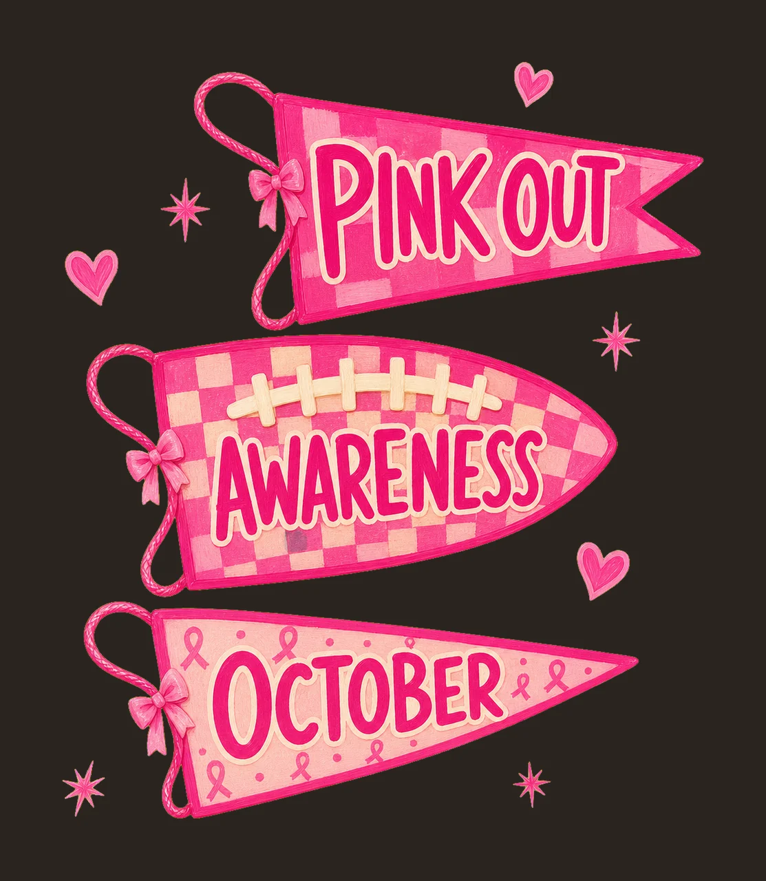 Pennant Flag Breast Cancer In October We Wear Variation C contrast preview thumbnail