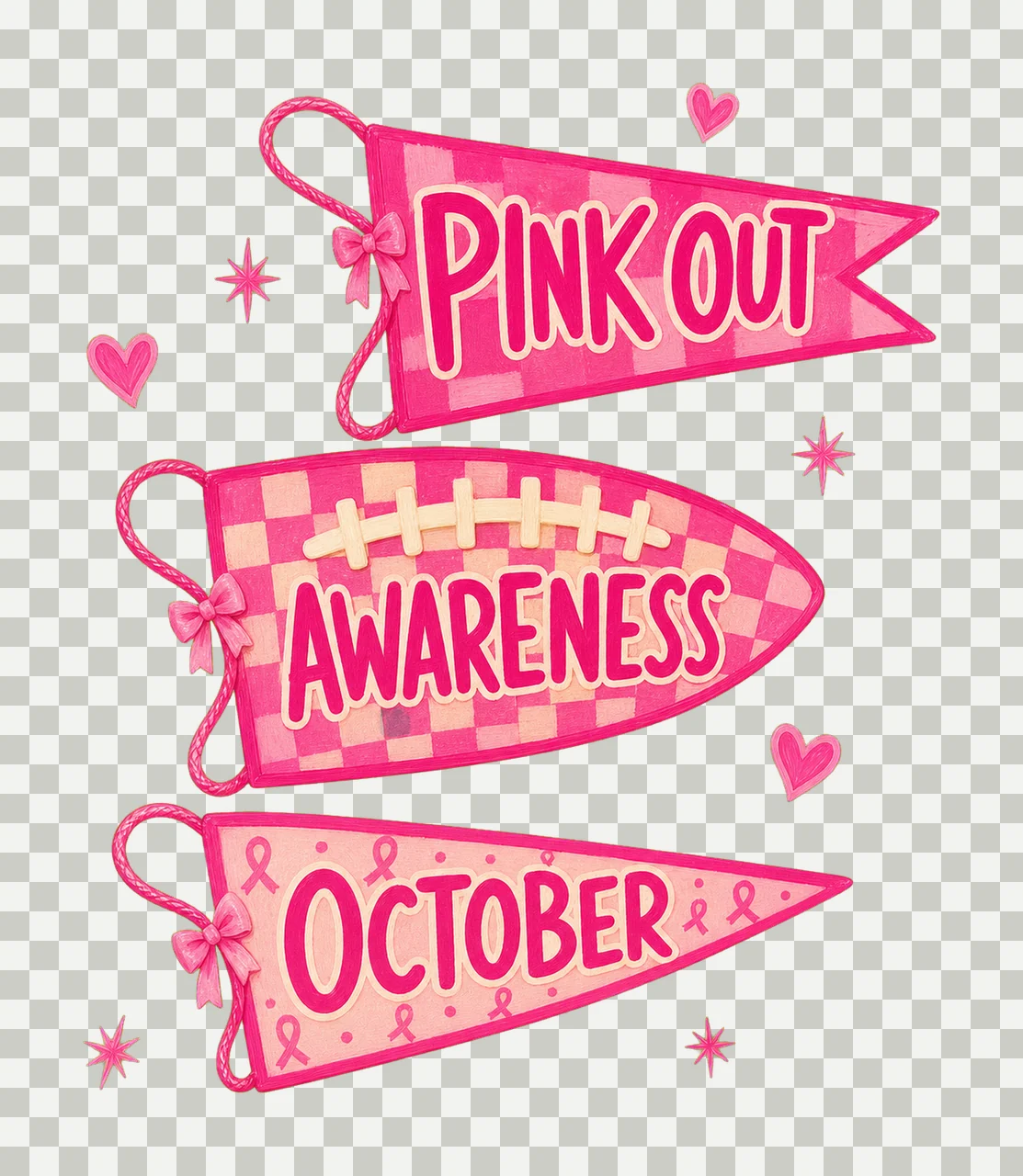 Pennant Flag Breast Cancer In October We Wear Variation C transparency and detail preview thumbnail