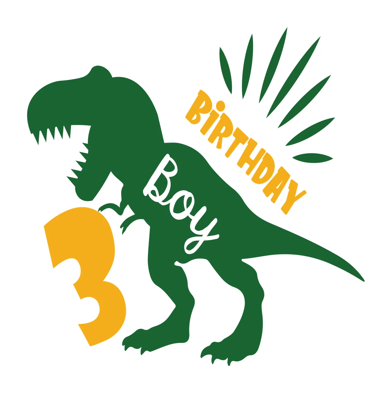 Birthday Dinosaur Graphic standing number sunburst Variation