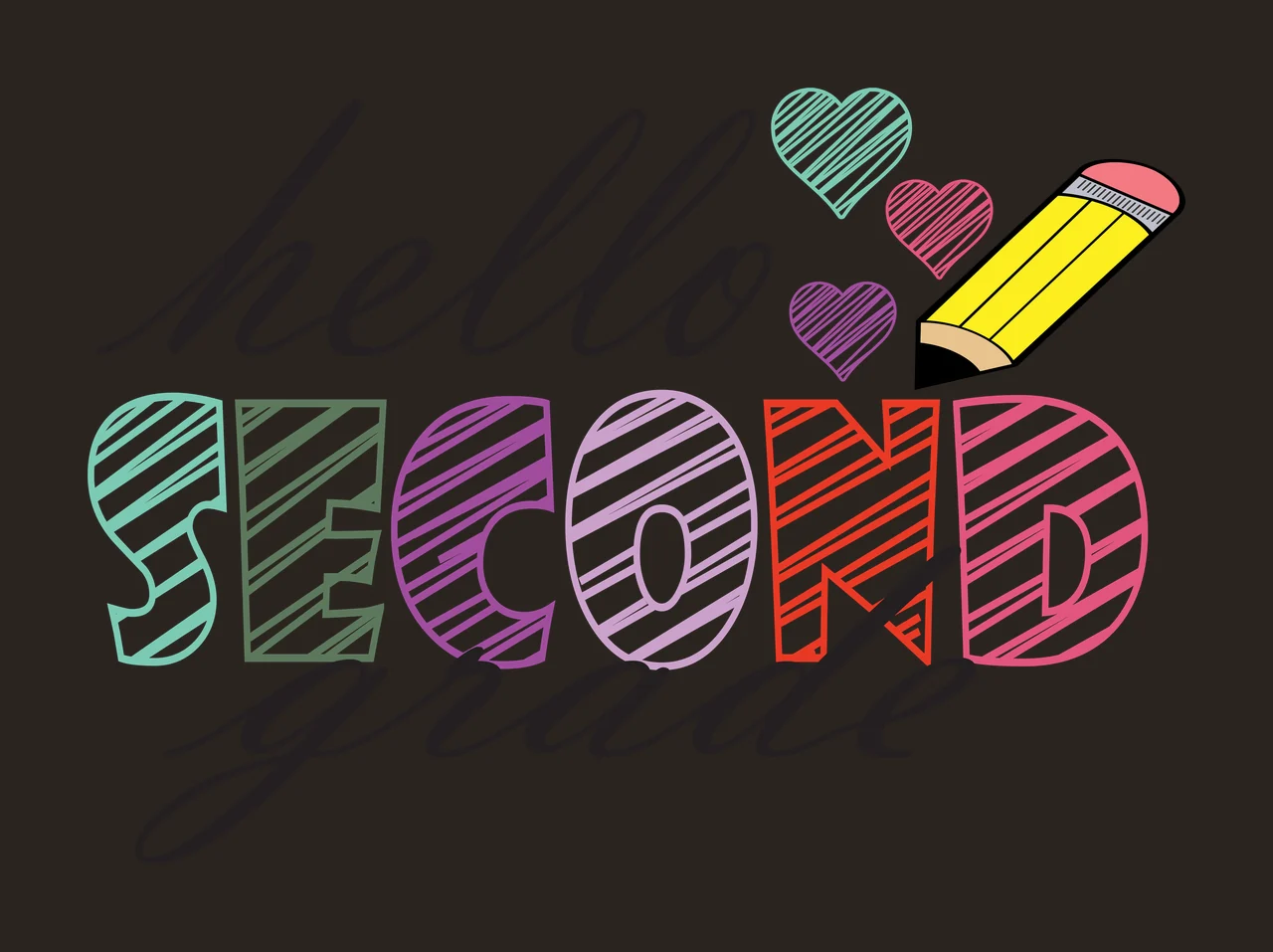School Grade Hello White Hello Second Grade Pencil text and contrast preview thumbnail